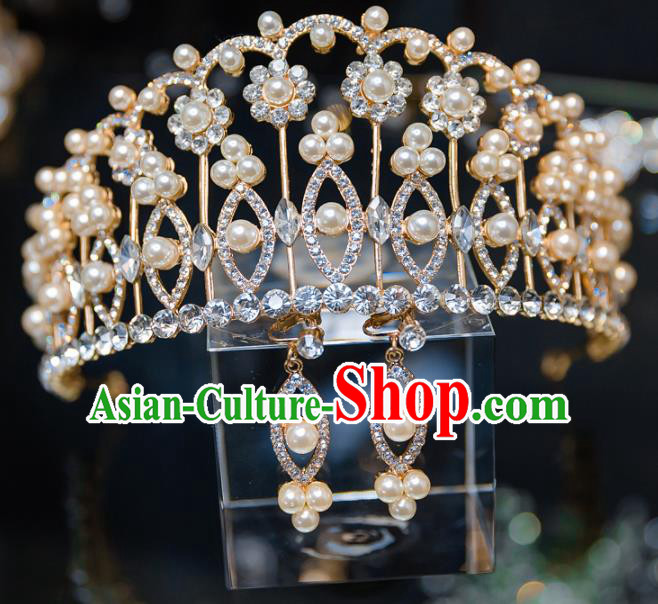 Handmade Baroque Hair Accessories Wedding Queen Crystal Royal Crown for Women