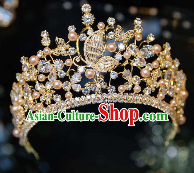 Handmade Baroque Hair Accessories Wedding Queen Crystal Butterfly Royal Crown for Women