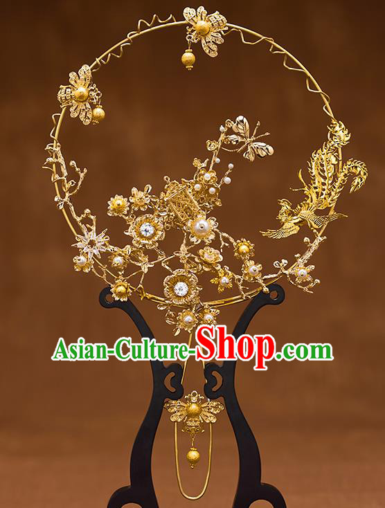 Chinese Ancient Bride Accessories Traditional Wedding Classical Palace Fans for Women