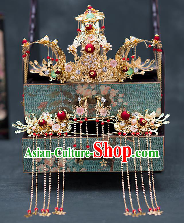 Chinese Ancient Wedding Hair Accessories Traditional Hanfu Hairpins Palace Phoenix Coronet for Women