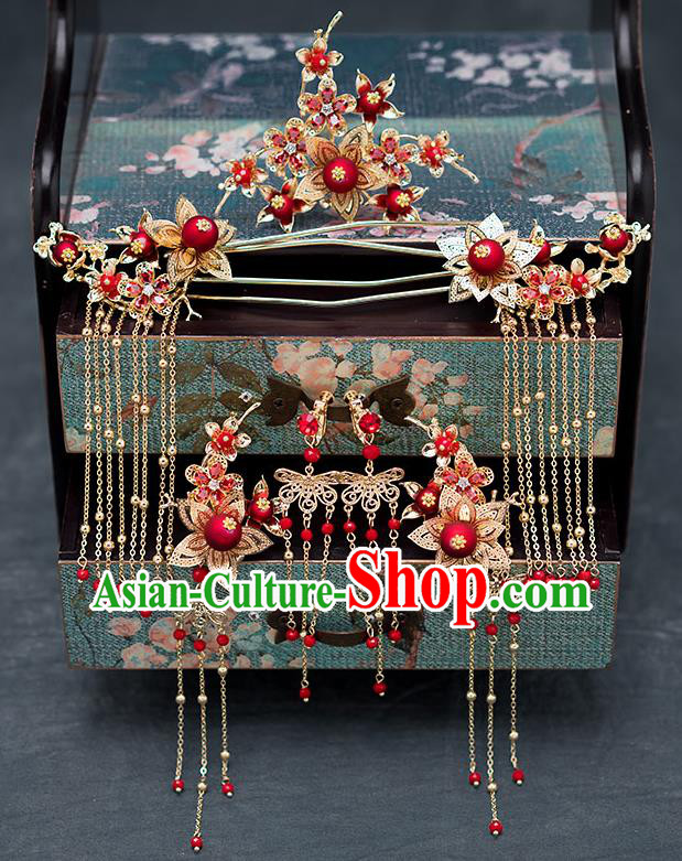 Chinese Ancient Wedding Hair Accessories Traditional Hanfu Tassel Hairpins Palace Hair Comb for Women