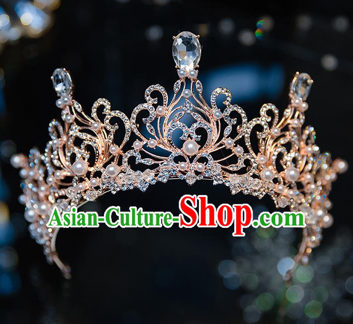 Handmade Baroque Hair Accessories Wedding Queen Crystal Royal Crown for Women