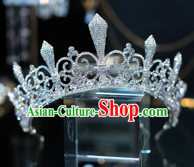 Handmade Baroque Hair Accessories Wedding Queen Zircon Royal Crown for Women