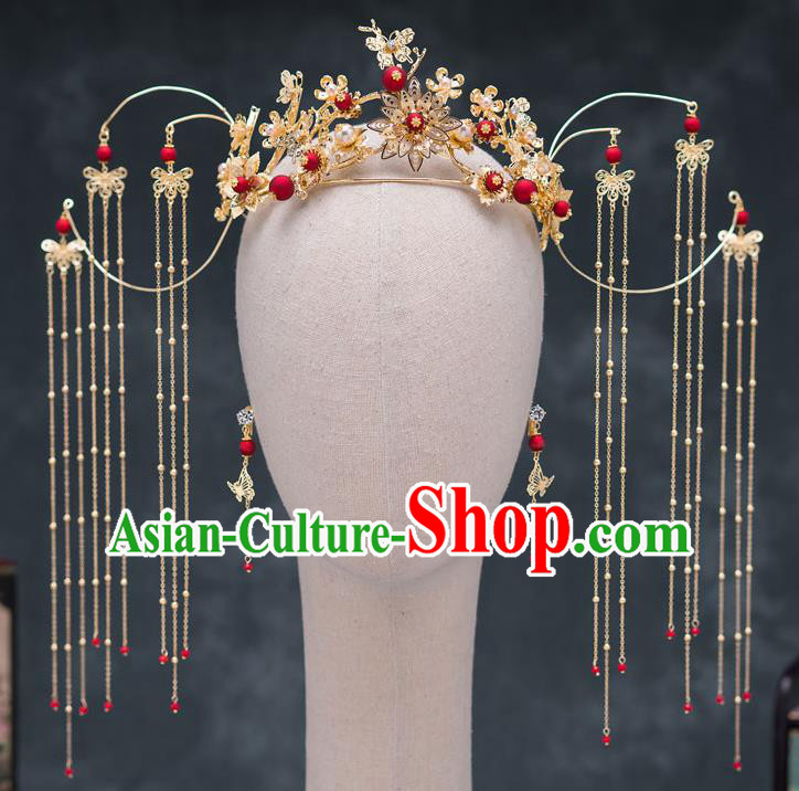Chinese Ancient Queen Hair Accessories Tassel Phoenix Coronet Traditional Hanfu Hairpins for Women