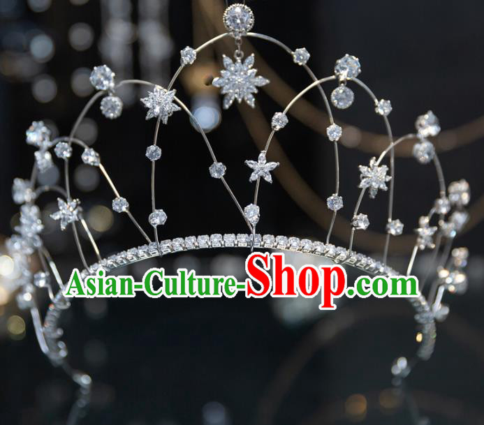 Handmade Wedding Bride Hair Accessories Baroque Zircon Royal Crown for Women