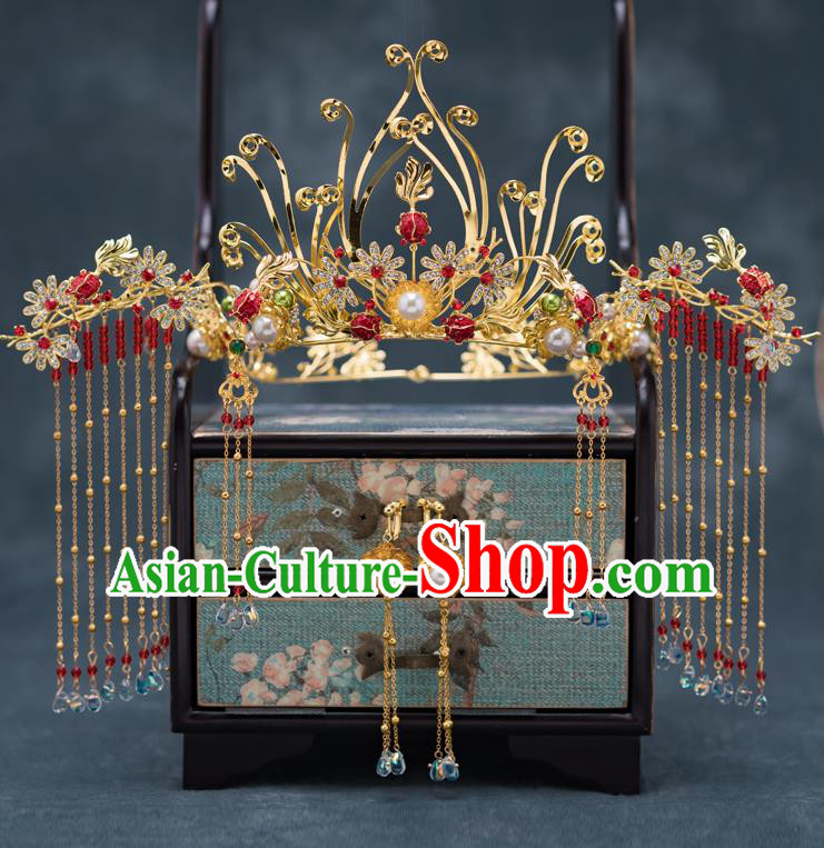 Chinese Ancient Palace Phoenix Coronet Traditional Bride Hair Accessories for Women