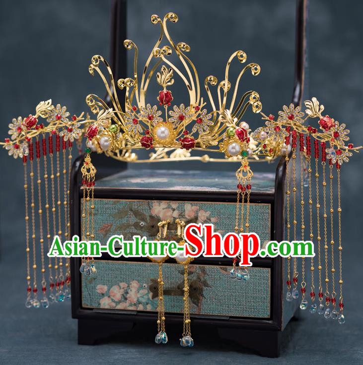 Chinese Ancient Palace Phoenix Coronet Traditional Bride Hair Accessories for Women