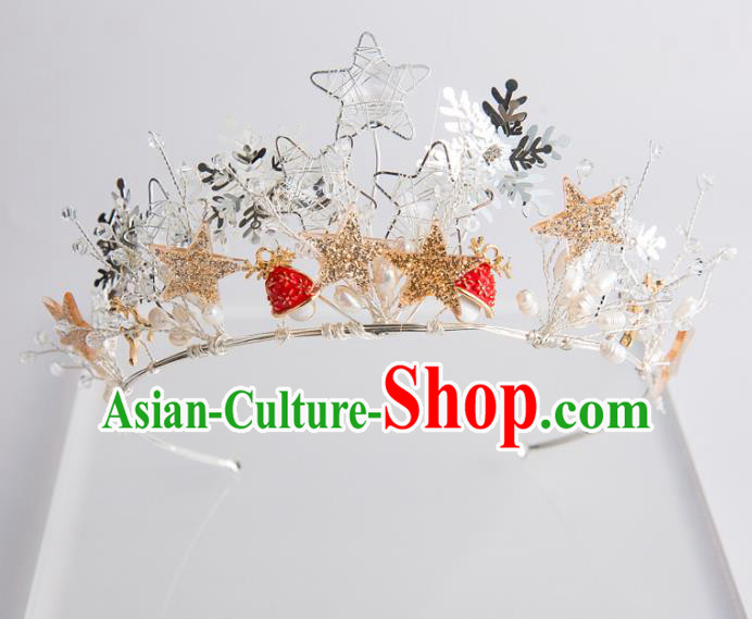 Handmade Wedding Bride Hair Accessories Baroque Golden Stars Royal Crown for Women