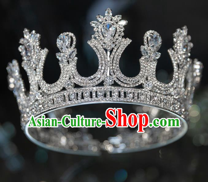 Handmade Wedding Bride Hair Accessories Baroque Princess Zircon Royal Crown for Women