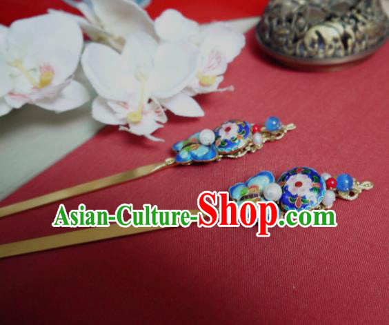 Chinese Ancient Hair Accessories Traditional Bride Hanfu Blueing Butterfly Hairpins for Women