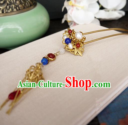 Chinese Ancient Hair Accessories Classical Agate Hair Clip Traditional Bride Hanfu Hairpins for Women