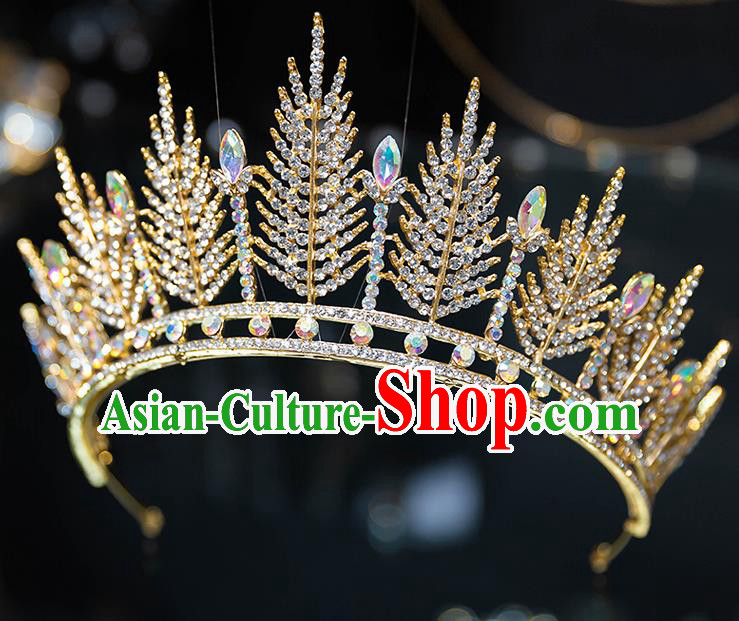 Handmade Wedding Bride Hair Accessories Baroque Princess Luxury Zircon Golden Royal Crown for Women