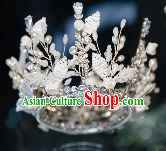 Handmade Wedding Bride Hair Accessories Baroque Crystal Beads Royal Crown for Women