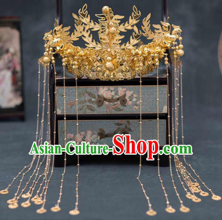 Chinese Ancient Queen Phoenix Coronet Traditional Wedding Hair Accessories Hanfu Hairpins for Women
