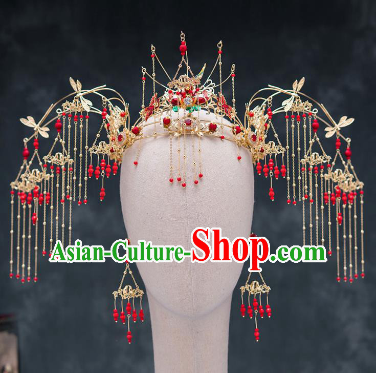 Traditional Chinese Ancient Bride Hairpins Wedding Phoenix Coronet Hair Accessories for Women