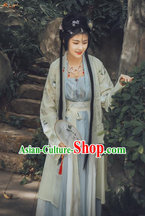 Traditional Chinese Song Dynasty Nobility Lady Replica Costumes Ancient Embroidered Hanfu Dress for Women