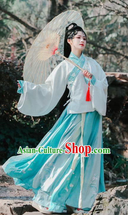 Traditional Chinese Ming Dynasty Female Replica Costumes Ancient Princess Embroidered Hanfu Dress for Women