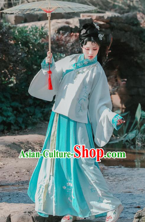 Traditional Chinese Ming Dynasty Female Replica Costumes Ancient Princess Embroidered Hanfu Dress for Women