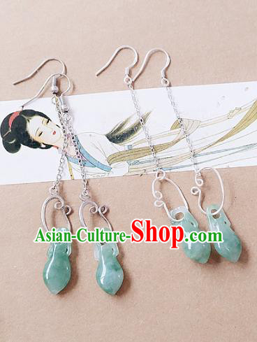 Chinese Ancient Hanfu Jewelry Accessories Traditional Palace Jade Vase Earrings for Women