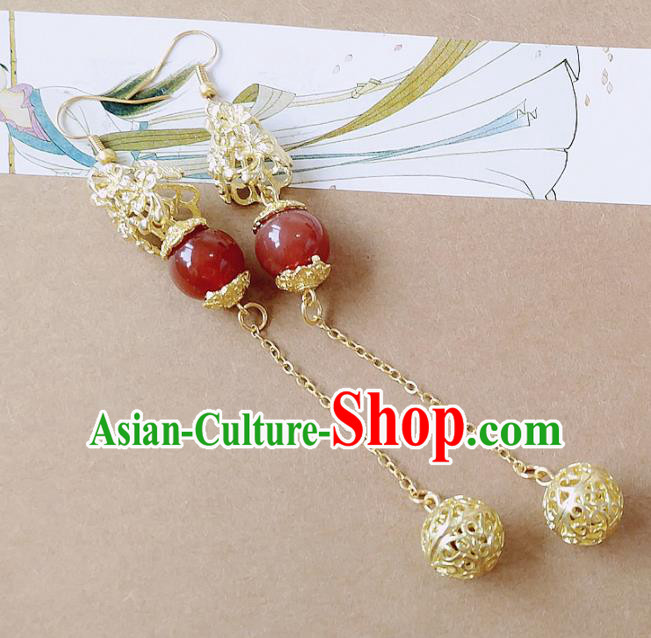 Chinese Ancient Hanfu Jewelry Accessories Traditional Palace Agate Earrings for Women