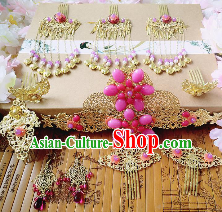 Chinese Ancient Beyond The Realm Of Conscience Queen Hair Accessories Traditional Hanfu Palace Phoenix Coronet Hairpins for Women