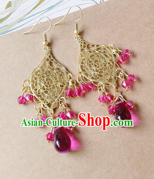 Chinese Ancient Hanfu Jewelry Accessories Traditional Palace Queen Earrings for Women