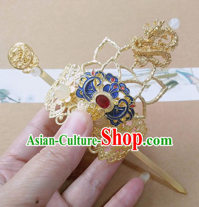 Chinese Ancient Prince Hair Accessories Palace Traditional Hanfu Blueing Hair Crown Hairpins for Men