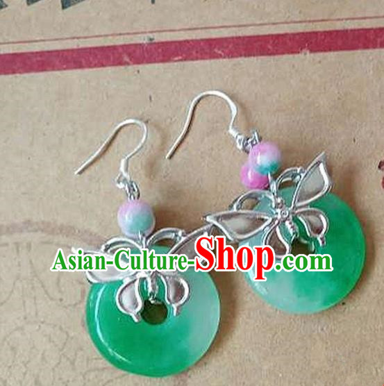 Chinese Ancient Princess Jewelry Accessories Traditional Hanfu Jade Earrings for Women