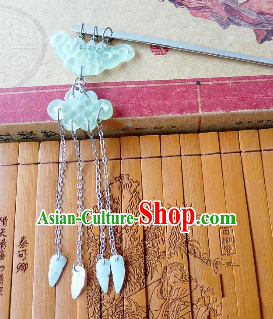 Chinese Ancient Princess Hair Accessories Traditional Hanfu Jade Cloud Hairpins for Women
