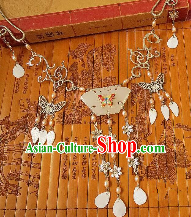 Chinese Ancient Princess Jewelry Accessories Traditional Hanfu Jade Butterfly Necklace for Women