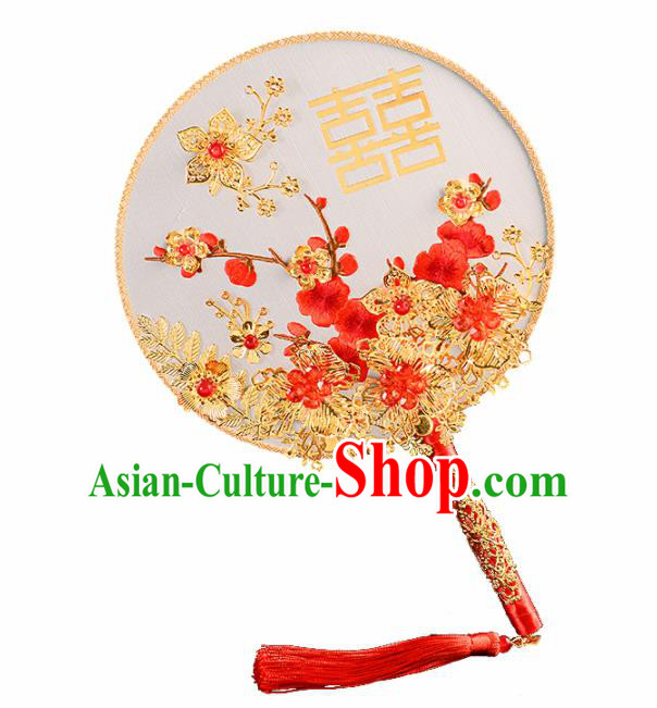 Chinese Traditional Bride Round Fans Classical Ancient Hanfu Palace Fans for Women