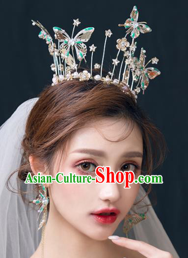 Top Grade Wedding Hair Accessories Traditional Baroque Bride Butterfly Royal Crown for Women