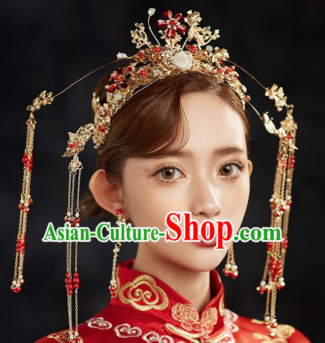 Chinese Ancient Hair Accessories Wedding Tassel Hairpins Traditional Phoenix Coronet for Women