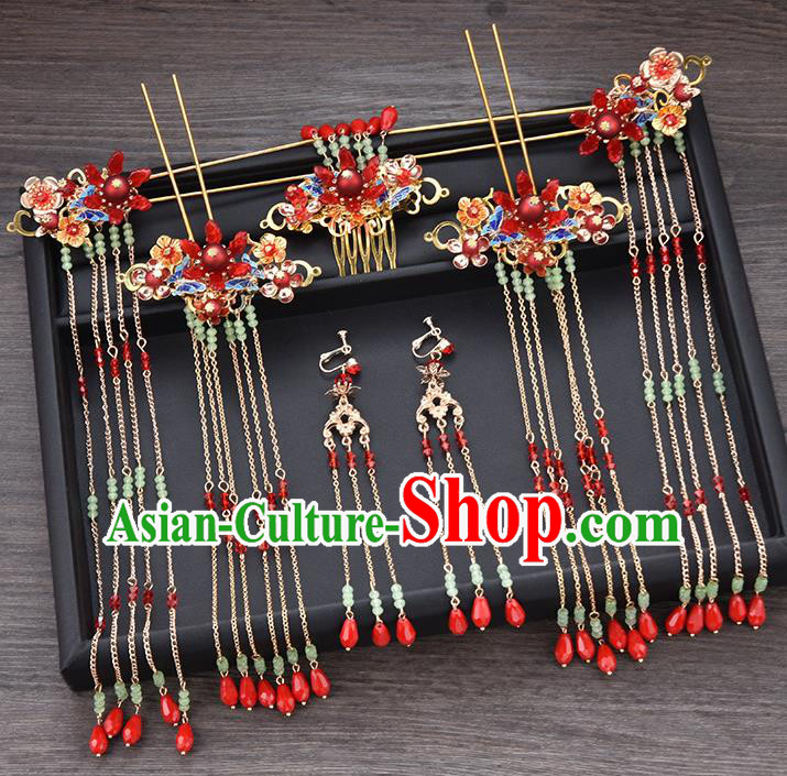 Chinese Ancient Hair Accessories Wedding Tassel Hairpins Traditional Bride Hair Comb for Women