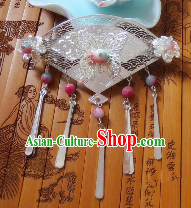 Chinese Ancient Queen Hair Accessories Traditional Hanfu Palace Tassel Butterfly Hair Claw for Women