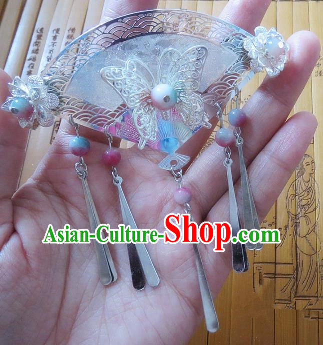 Chinese Ancient Queen Hair Accessories Traditional Hanfu Palace Tassel Butterfly Hair Claw for Women