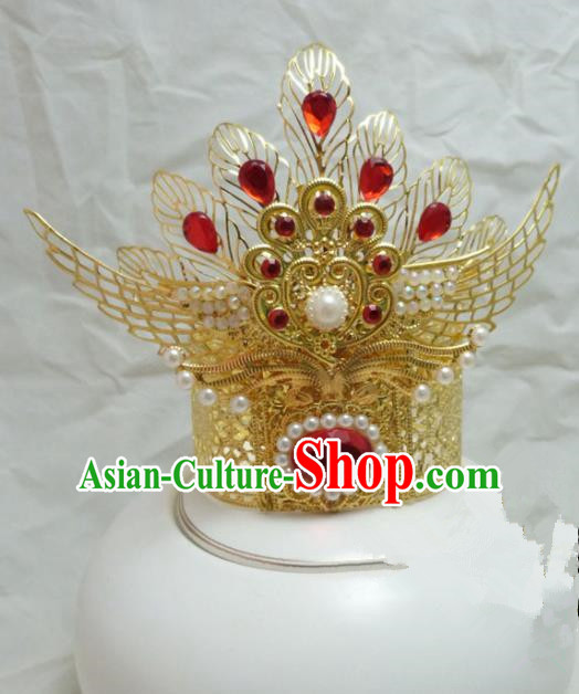 Chinese Ancient Swordsman Hair Accessories Traditional Prince Golden Hair Crown for Men