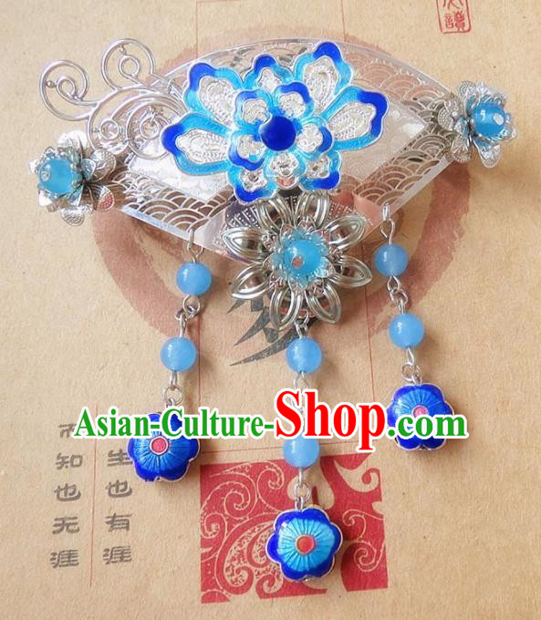 Chinese Ancient Bride Hanfu Accessories Traditional Palace Blueing Lotus Brooch for Women
