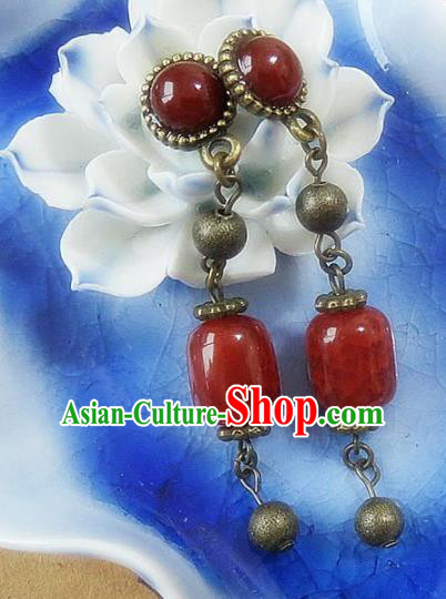 Chinese Ancient Princess Jewelry Accessories Traditional Agate Earrings for Women