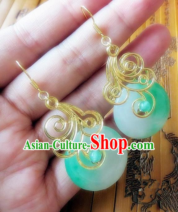 Chinese Ancient Princess Jewelry Accessories Traditional Hanfu Jade Earrings for Women