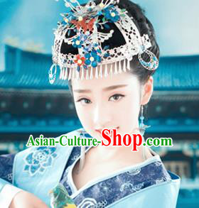 Chinese Ancient Queen Blueing Phoenix Coronet Hair Accessories Traditional Palace Hairpins for Women