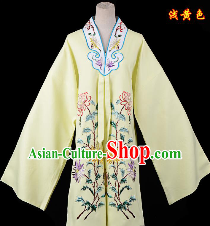 Professional Chinese Traditional Beijing Opera Princess Costume Embroidered Chrysanthemum Yellow Dress for Adults