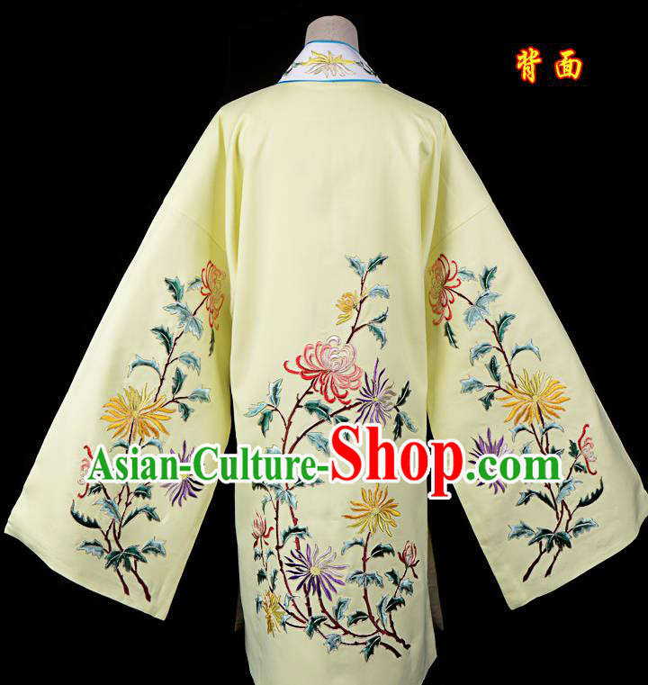 Professional Chinese Traditional Beijing Opera Princess Costume Embroidered Chrysanthemum Yellow Dress for Adults