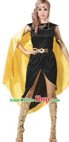 Traditional Egypt Empress Costume Ancient Egypt Queen Black Dress with Cloak for Women