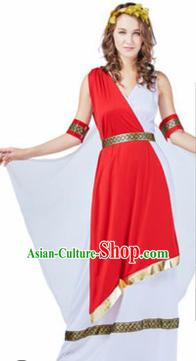 Traditional Greek Costume Ancient Greece Female Warrior Red Dress for Women