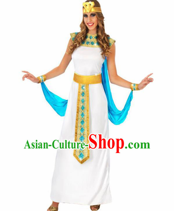 Traditional Egypt Priestess Costume Ancient Egypt Queen White Dress for Women