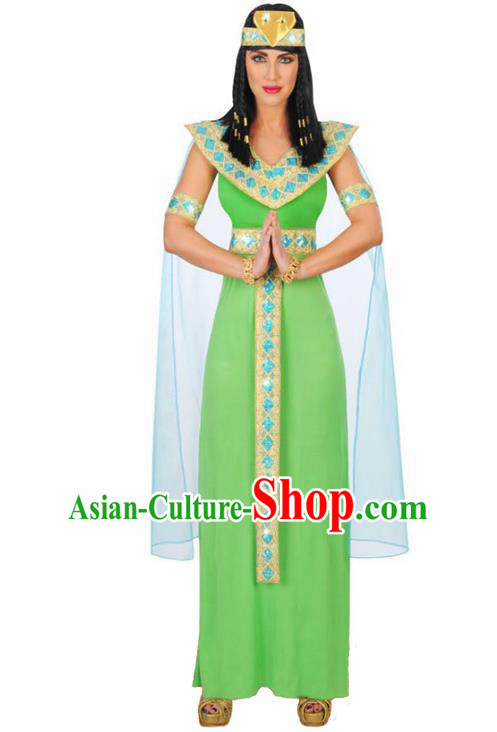 Traditional Egypt Priestess Costume Ancient Egypt Queen Green Dress for Women