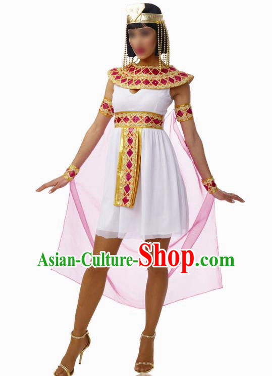 Traditional Egypt Priestess Costume Ancient Egypt Queen White Dress for Women