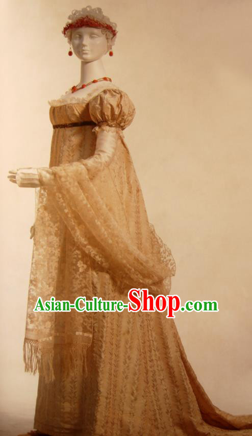 Traditional Greek Goddess Costume Ancient Greek Queen Golden Dress for Women