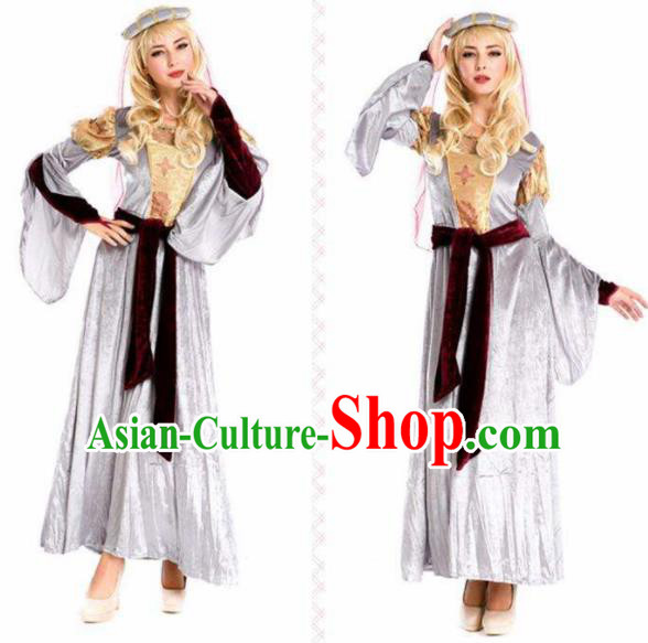 Traditional Greek Goddess Costume Ancient Greek Princess Grey Dress for Women